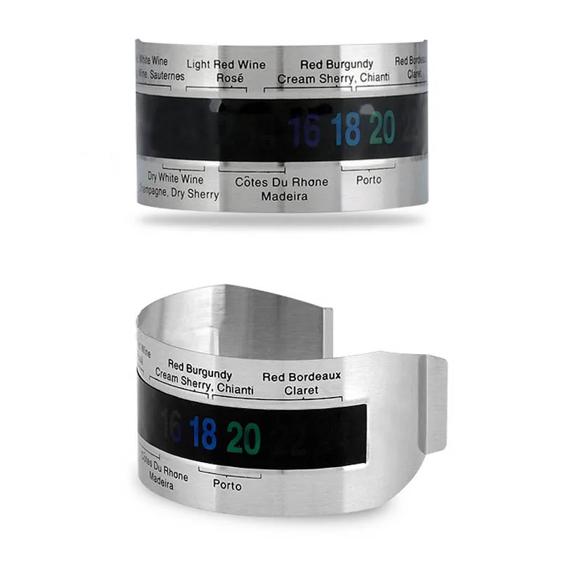 

Red Wine Temperature Sensor 4--24 Degree Centigrade Wine Thermometer Bar Tool Bracelet Shaped 1Pcs Portable Stainless Steel