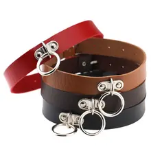 Модный готический панк-стиль, сплав, двойное кольцо, подвеска, застежка-защелка, из искусственной кожи, чокер, воротник, чокер