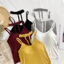 Сексуальное кружевное белье для девочек с лямкой на шее короткие майки топы с отдельными лотами бюстгальтер для женщин, с подкладкой Майки Топы для женщин
