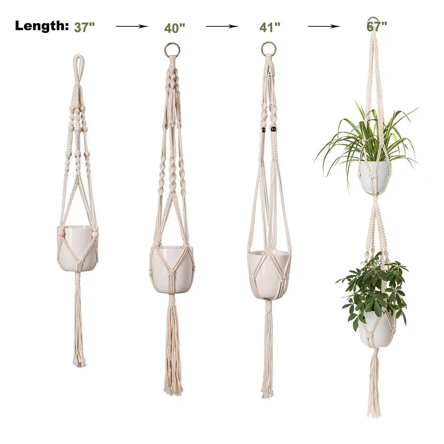 Online AFBC 4 Pack Makramee Anlage Kleiderbügel In Verschiedenen Designs Handgemachte Indoor Wand Hängen Pflanzer Anlage Halter Moderne Boho hause