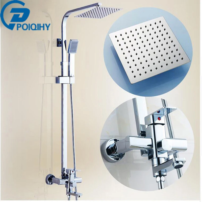 

Shower System Set Faucet 8 Inch Shower Head Wall Mounted Bathroom Rainfall StyleTub and Handheld Sprayer Mixer Tap