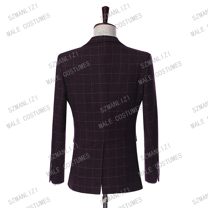 2019 элегантный брендовый дизайн Terno Slim Fit 3 штуки шерстяные деловые мужские