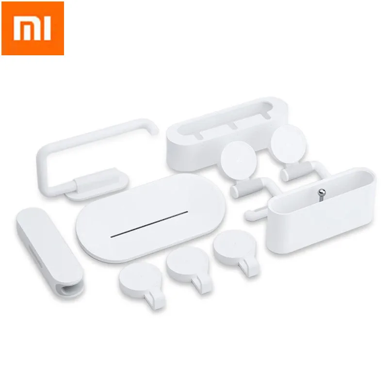 Xiaomi Mijia 10 قطعة طقم أدوات المنزل الذكي حامل ممسحة كليب رف أطباق للصابون فرشاة الأسنان حامل هوك صندوق تخزين دش الحمام أداة