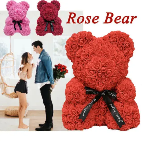 

Fashion 25cm 40CM Solid Rose Teddy Bear Romantic Valentine's Day Christmas Wedding Present Flower Artificial Christmas Gifts