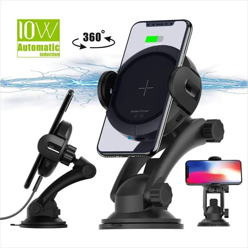 Wireless Car Charger 10W Fast Charger Mount Infrared Automatic Induction Telescopic Charger Holder Smart Charging