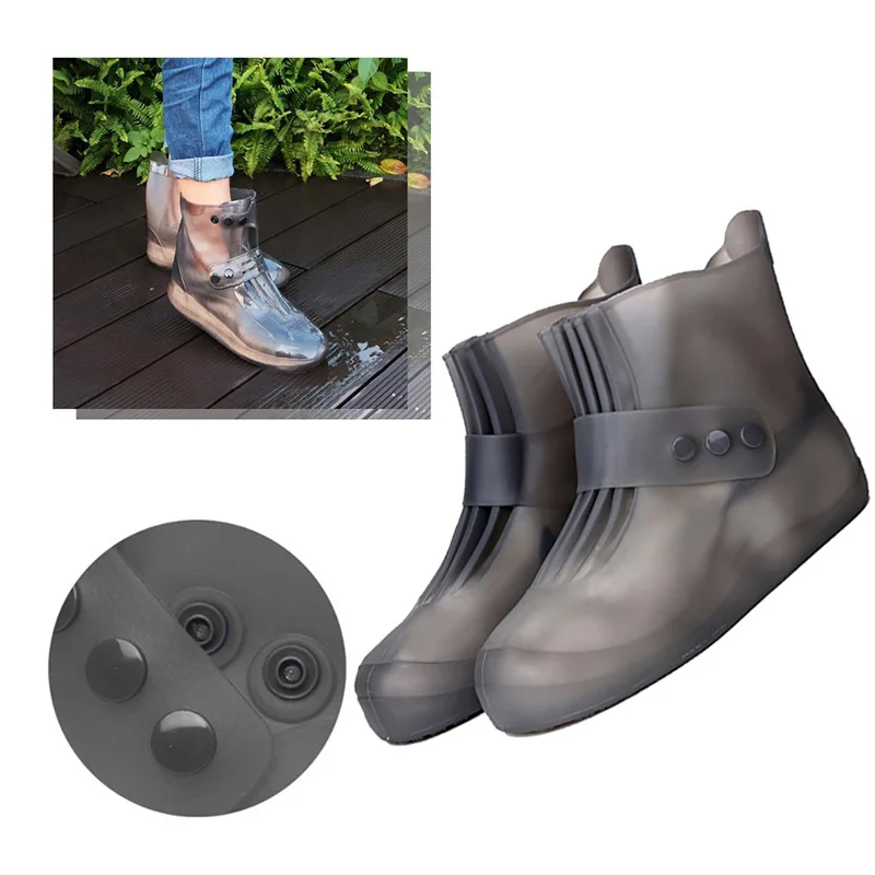 

Waterproof Rain Boot Shoe Cover Reusable Overshoes Non Slip Galoshes with Elastic PVC Material
