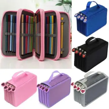 

Practical Portable 72 Slots Colored Pencil Case High Quality PU Leather Pencil Holder New Fashion Sleeve Pen Organizer Bags