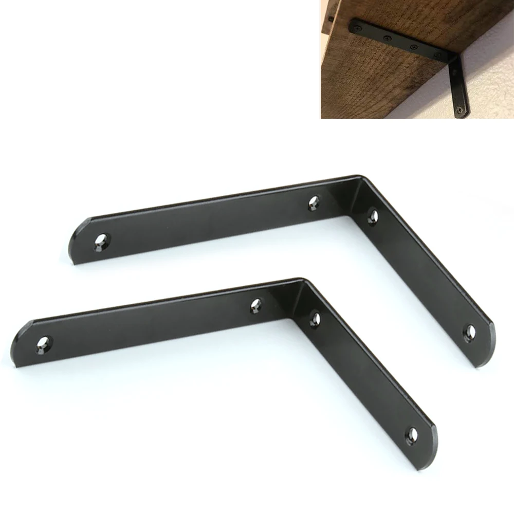 

2pcs L Shape Stainless Steel Floating Wall Shelf Brackets Thickened Corner Bracket Right Angle Bracket Folding For Table