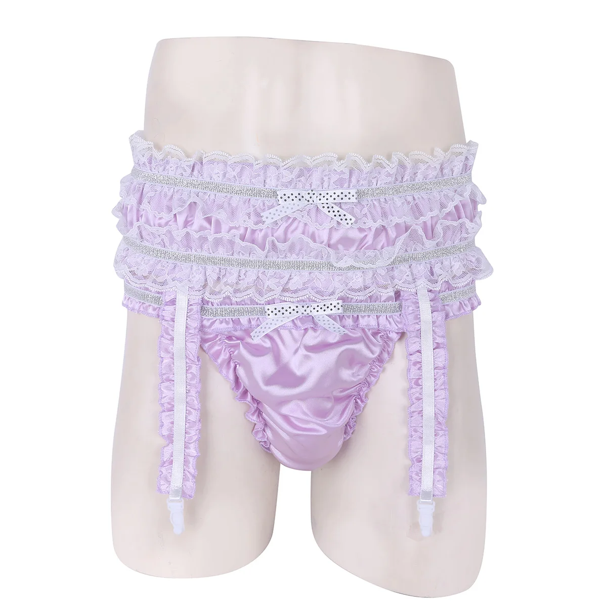 Мужское нижнее белье Sissy мягкие блестящие атласные трусики с подвязками
