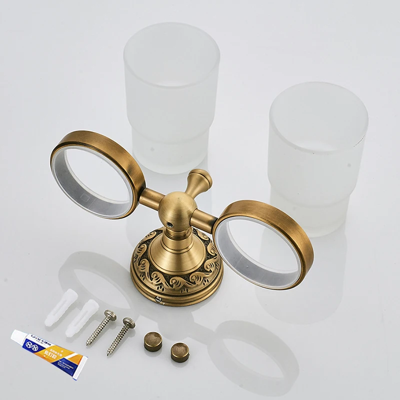 Nail Free Toothbrush Holder Brass Bathroom Bathroom Family Toothbrush Cups Holder