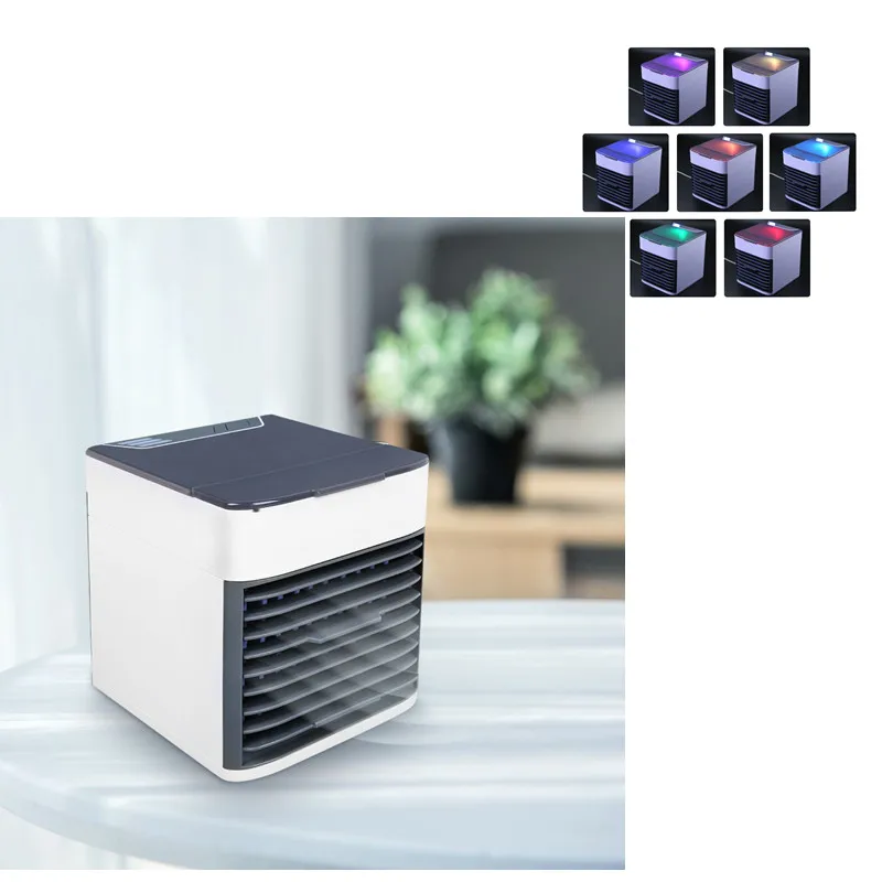 

Electric USB Air Conditioning Fan Mini Air Cooler Refrigeration Mobile Portable Air Conditioner With 7 Colors LED Light For Home