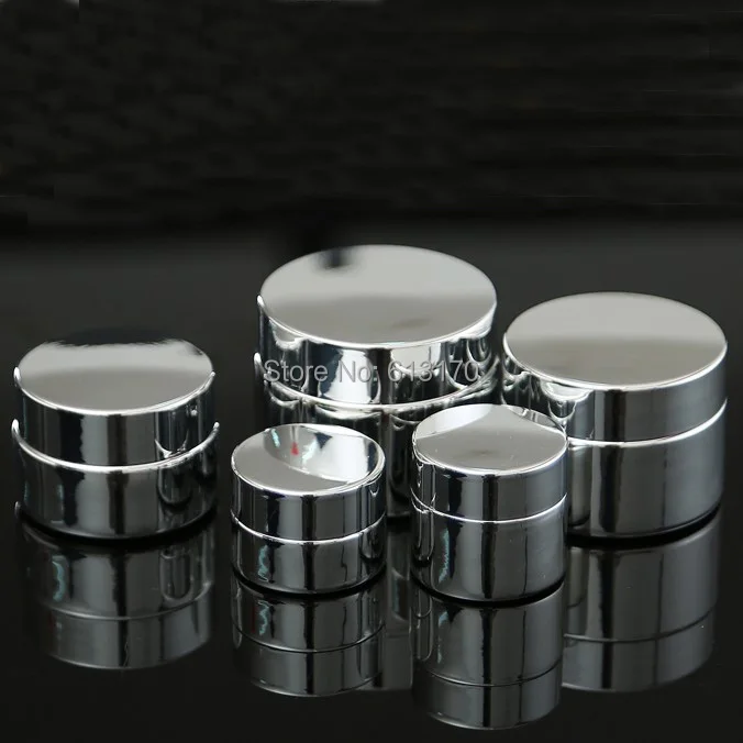 

5g,10g,20g,30g Empty Glass cream Jar Silver Makeup Skin Care tins Cosmetic Packing Containers