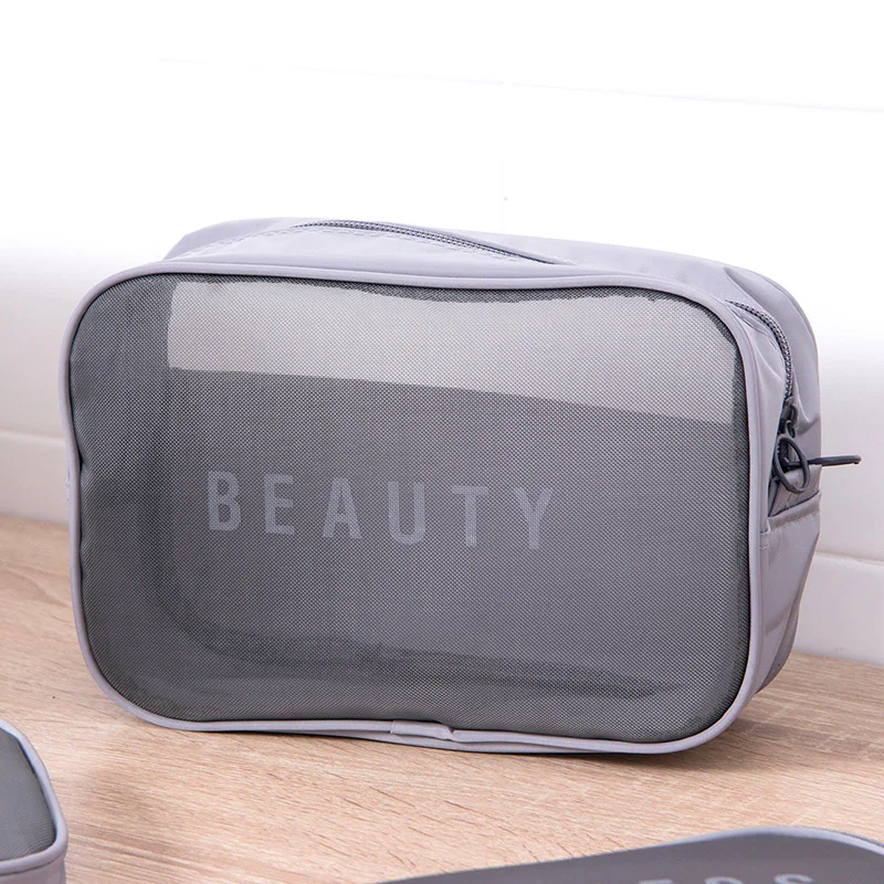 ORZ 3 PCS Cosmetic Bag Set Zippered Mesh Storage Case Travel Toiletry Makeup Organizer Bag Clear Cosmetic Organizer Pouch