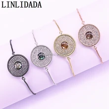 10 шт. микро кубическая циркониевая подвеска в виде ракушки Круглый браслет-цепочка розовое золото/серебро/черный/золотой цвет LL-B032