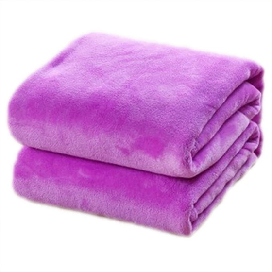 

SOFT-70*100cm Sofa/air/bedding Throw Solid Color and Double Faced Travel Flannel Blanket purple