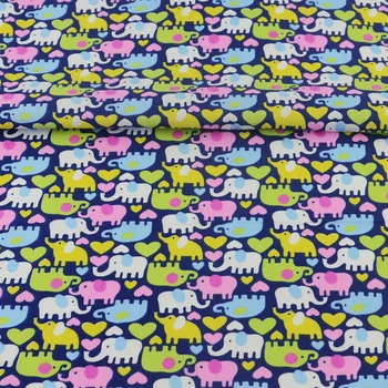 

Booksew Dark Blue Elephant Design Tecido Home Textile Cotton Fabric Sewing Quilting Patchwork Scrapbooking Bedding Twill Cloth