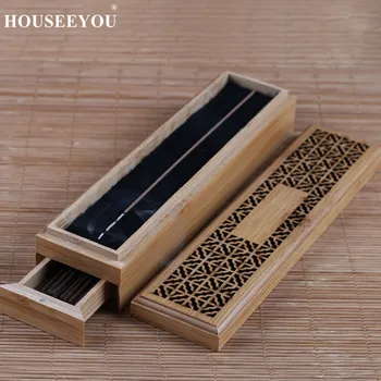 

Bamboo Incense Stick Holder Incenso Burner with Drawer Joss-stick Box Hollow Aromatherapy Zen Lying Censer Home Office Teahouse