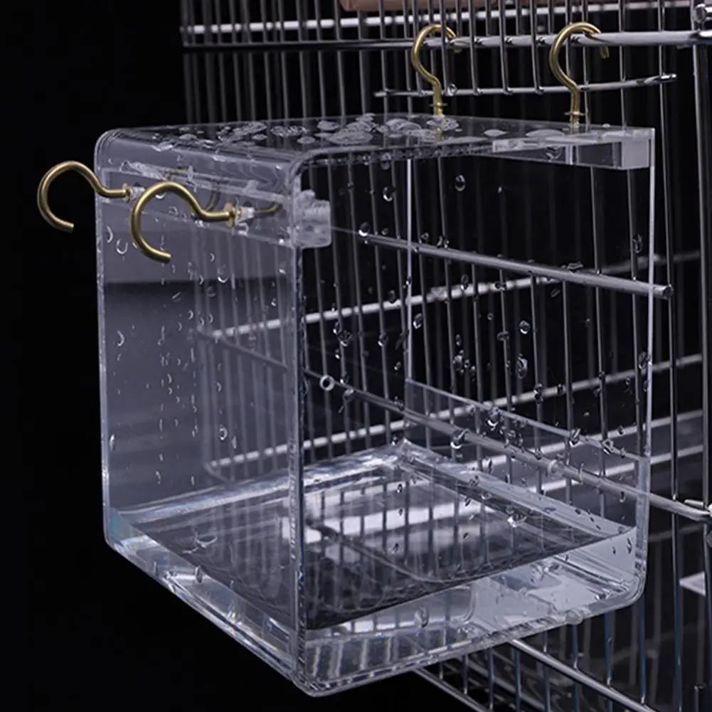AsyPets Transparent Pet Bird Bath House with Hanging Hooks for Parrots Cockatiels Parakeets
