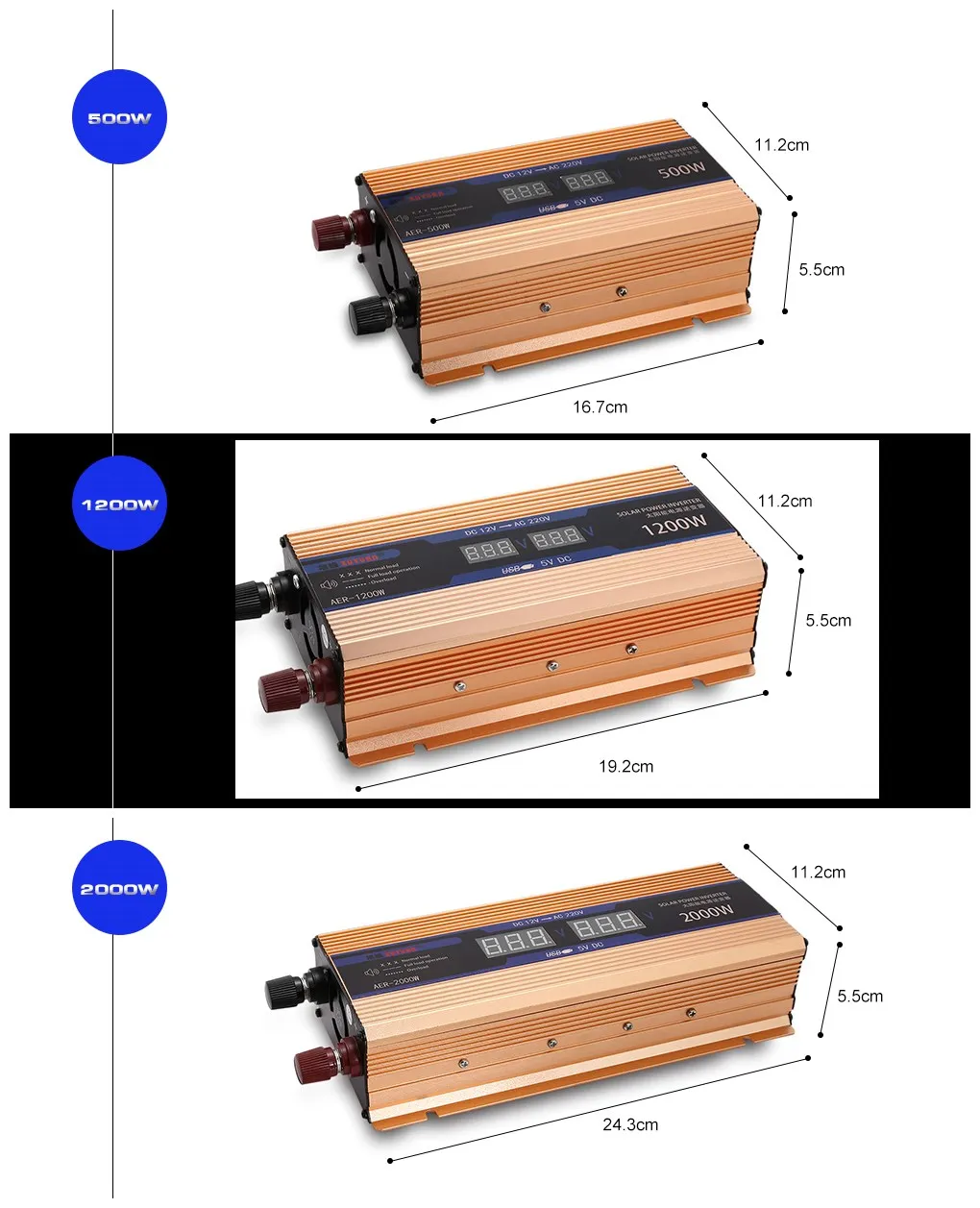 USB Инвертор 12 В 220 500 Вт 1200 2000 портативный Чистая Синусоидальная волна инвертор