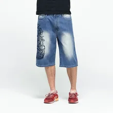 New Hip Hop Mens Baggy Denim Shorts Jeans Men Casual Embroidery Skateboard Jeans Shorts For Male Plus Size 44 46 New Hip Hop Mens Baggy Denim Shorts Jeans Men Casual Embroidery Skateboard Jeans Shorts For Male Plus Size 44 46
