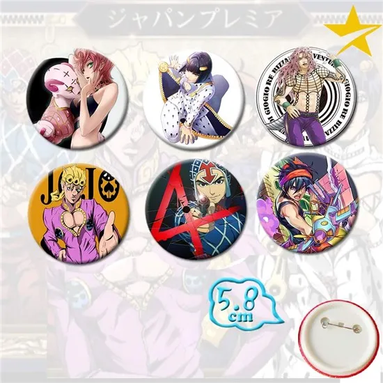 

OHCOMICS 6Pcs/Set Anime JoJo's Bizarre Adventure JotaroKujo PVC Button Badges Enamel Pins Brooch Chestpin Backpack Decor Gifts