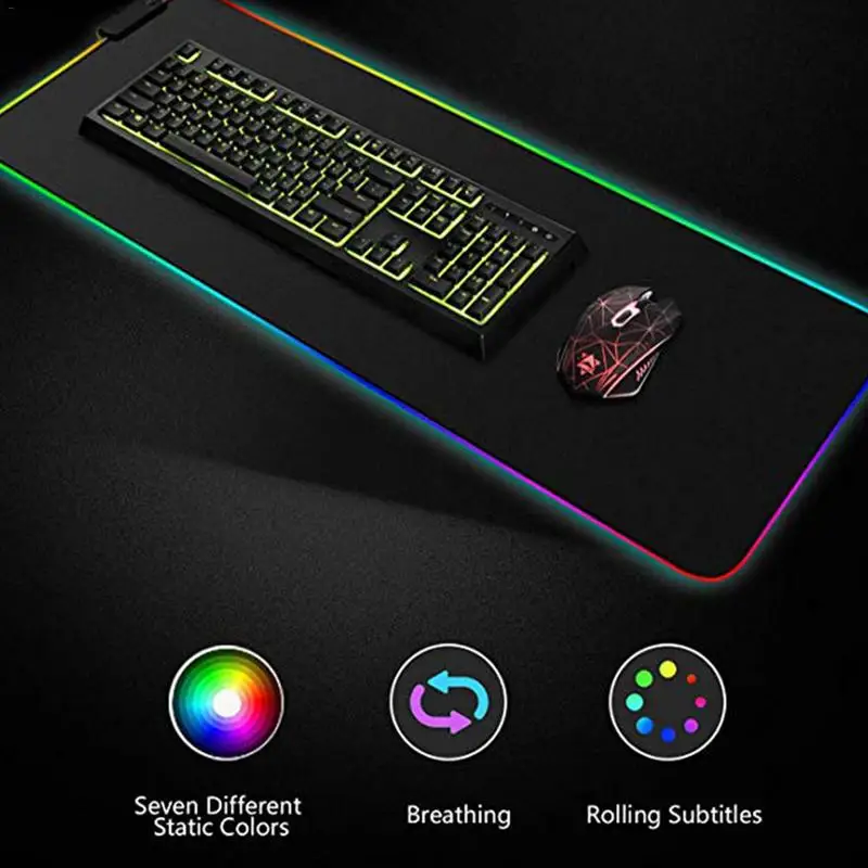 Светящийся игровой коврик для мыши цветной Большой светящийся USB светодиодный
