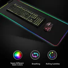 Светящийся игровой коврик для мыши цветной негабаритный светящийся USB светодиодный Расширенный клавиатура с подсветкой PU нескользящий коврик