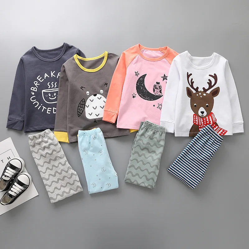 

And Autumn Season Full Cotton Male Girl Suit Lovely Trousers Full Cotton 2-8 Year Home Furnishing Heavy Money Clothes Printing
