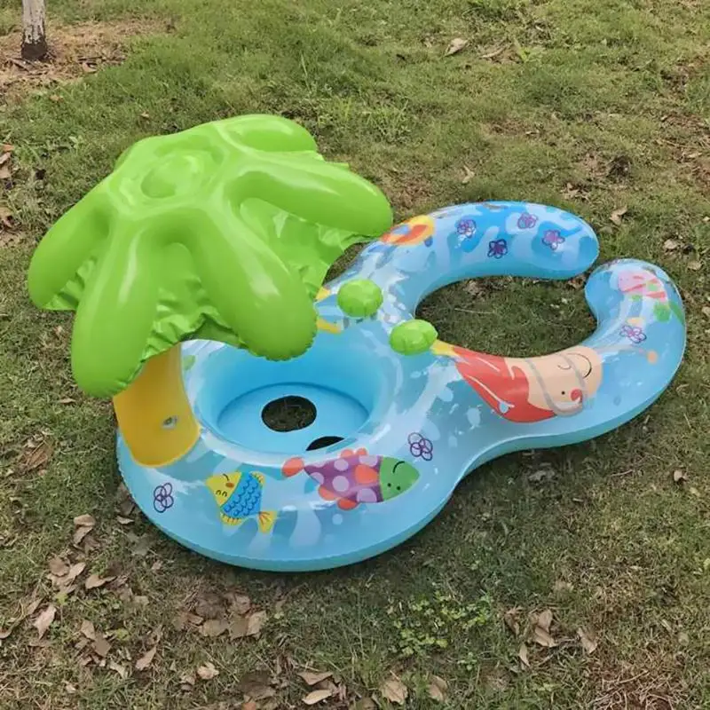 Родитель-ребенок надувной плавательный круг плавательный бассейн круг детский пляж вода игрушка ребенок обучение плаванию кольцо с навесом зонт