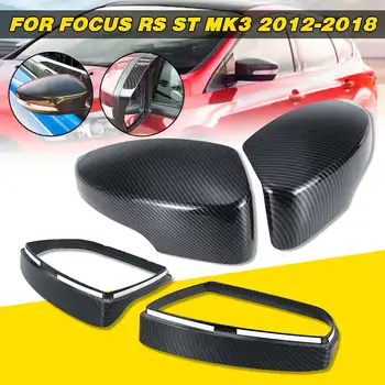 

Mirror Cover For Ford For Focus RS ST MK3 2012-2018 ABS Carbon Fiber Color Side Door Rainproof Visor Frame Sun Guard Sticker