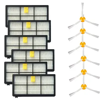 

3 Side Brushes and HEPA Filters Replacement For iRobot Roomba 800 900 Series 805 860 870 871 880 890 960 980 Robotic Vacuum (6