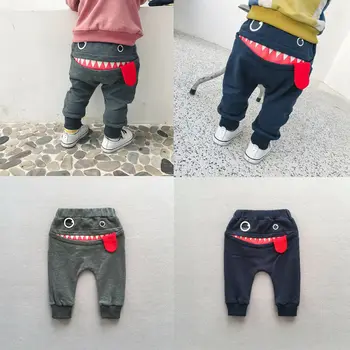

Pudcoco Boy Pants Children Casual Cotton Sports Bottoms Pants Big Mouth Monster Trousers 0-4Y