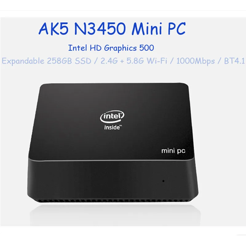 

AK5 Mini PC Apollo Lake N3450 Wifi TV Box HD Graphics 500 GPU Quad Core 4GB RAM 64GB ROM 1000Mbps LAN 5G Wifi BT4.1 Set Top Box