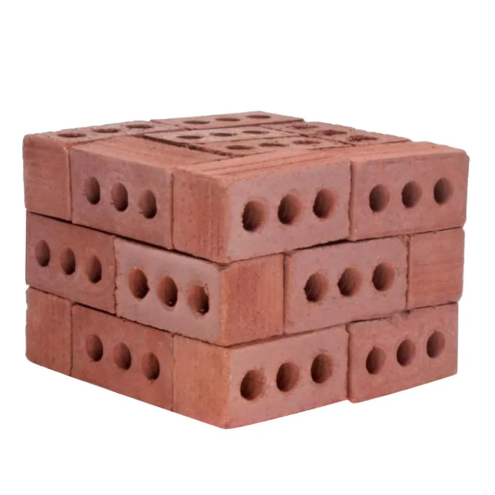 Teaching Class Wall Cement Toy New 32Pcs Mini Cement Cinder Bricks Build Your Own Tiny Wall Mini Red Bricks