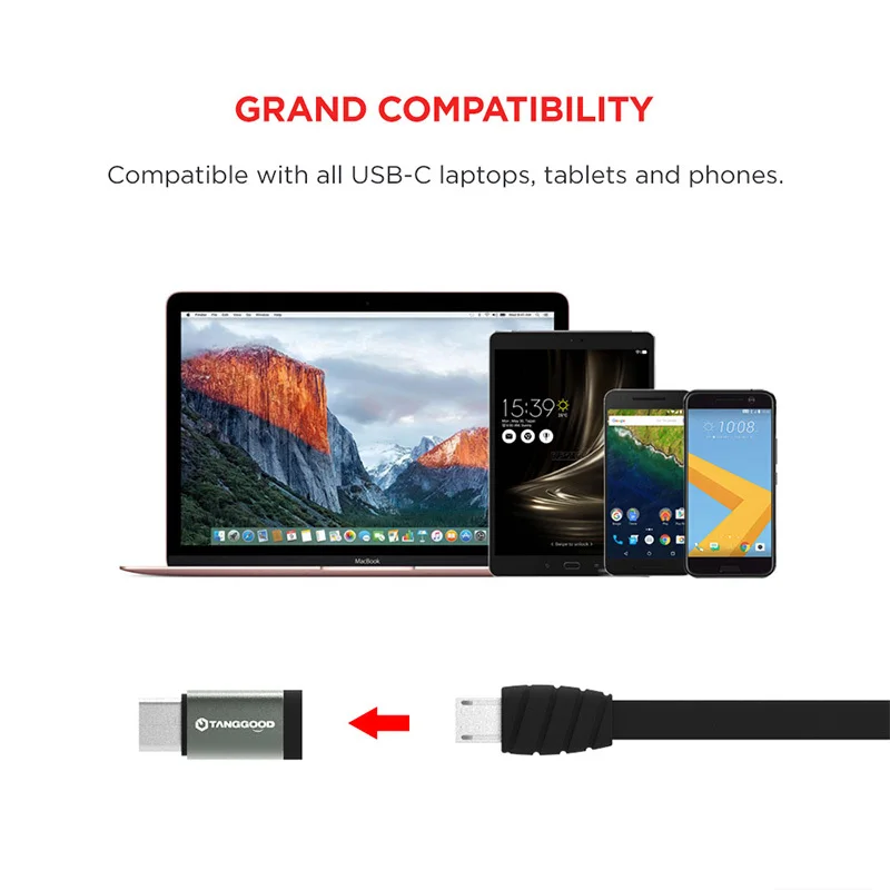 TANGGOOD usb type C Блок адаптеров 3 Micro USB Женский к USB C Мужской конвертер для нового MacBook Pro Xiaomi Mix LG G5 Nexus 6P