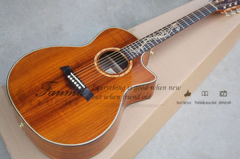 Natural Wood Color 41" Acacia Acoustic Guitar with Multi layer Binding