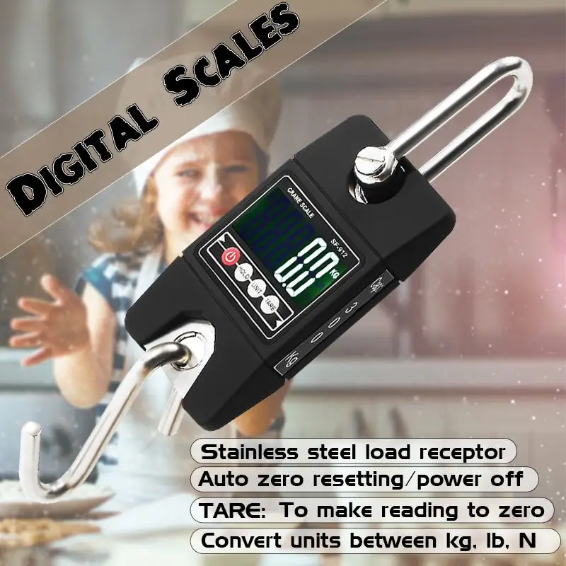 

Mini Heavy Electronic Digital Hook Hanging Crane Scale 300KG/0.1kg Industrial Weighing Scales LED backlight