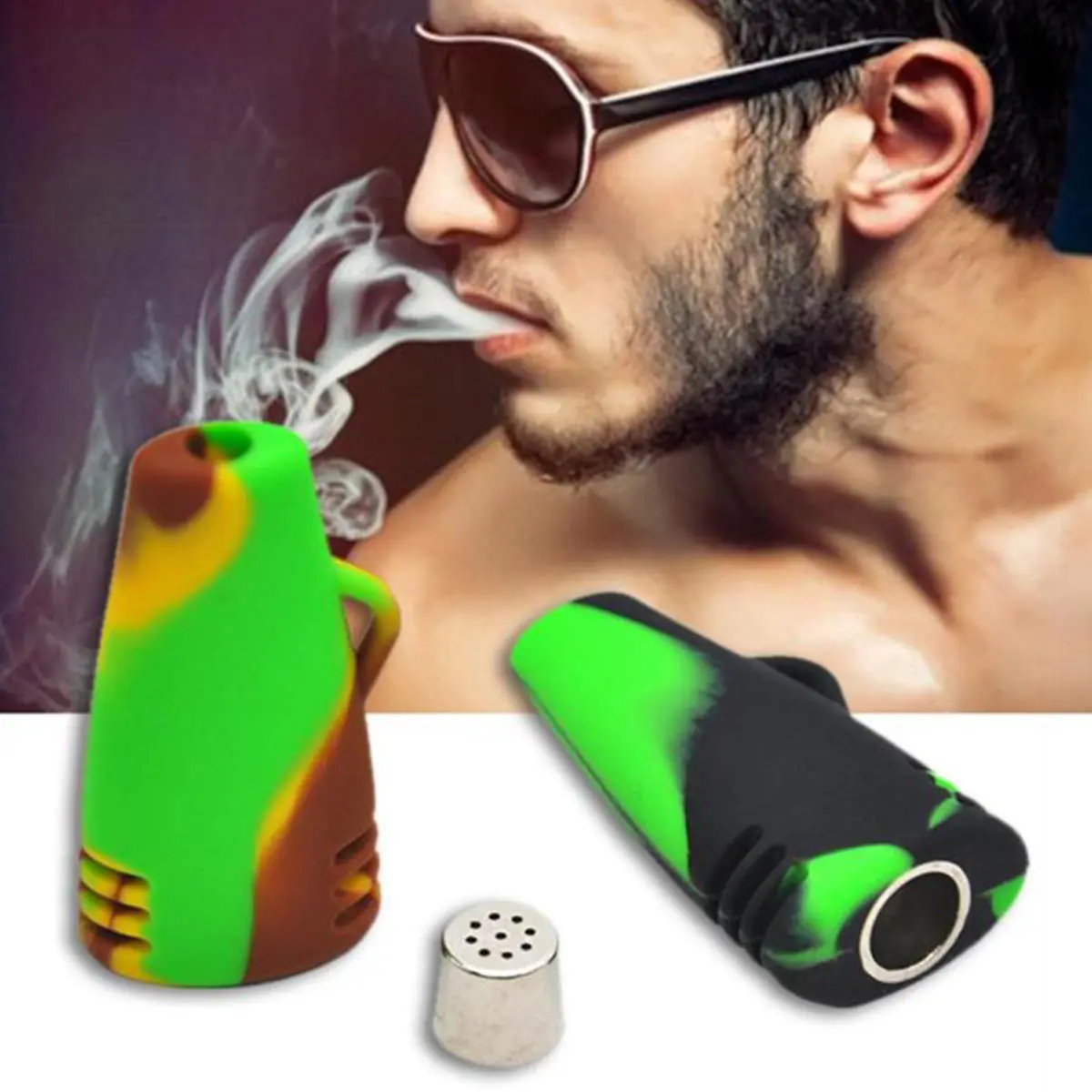 

Silicone Smoking Straw Pipe, Unbreakable Tobacco Travel Accessory With Filter And Lid, Pipe Cleaner Tool As Gift