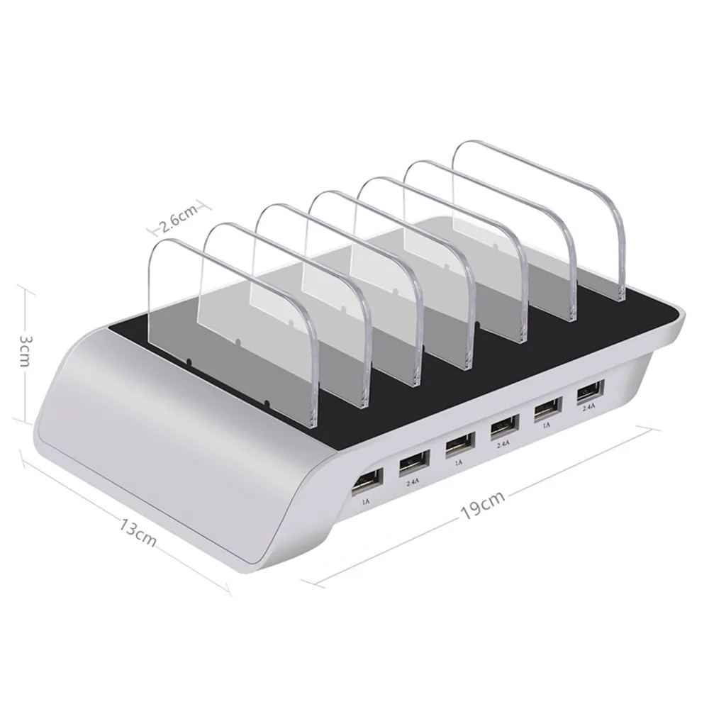  USB Charging station 6 Port with 6 cables 5V10.2A Universal USB Charger Station Stand Holder Deskto