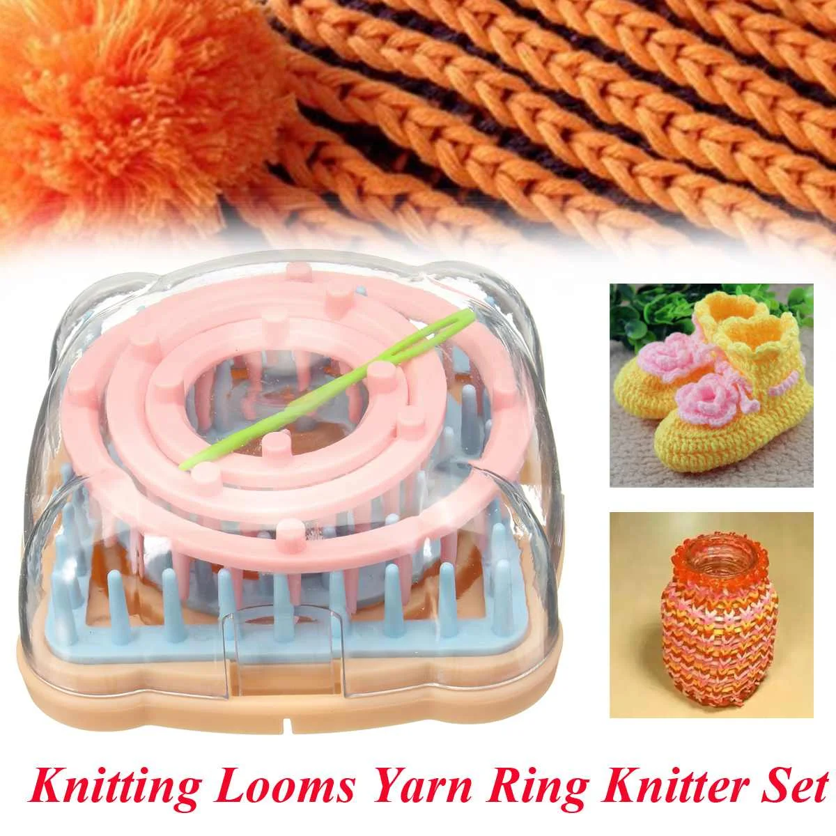 

1Set DIY Knitting Tool Set Round Knitter Looms Ring Yarn Needle Sock Scarf Hat Maker Weave Loom Kit Craft Sewing Tool