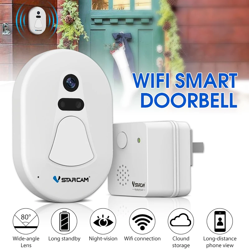 

WiFi RF Wireless HD Smart Night Vision Doorbell Door Camera Phone Photo Visual Smart Doorbell for Home