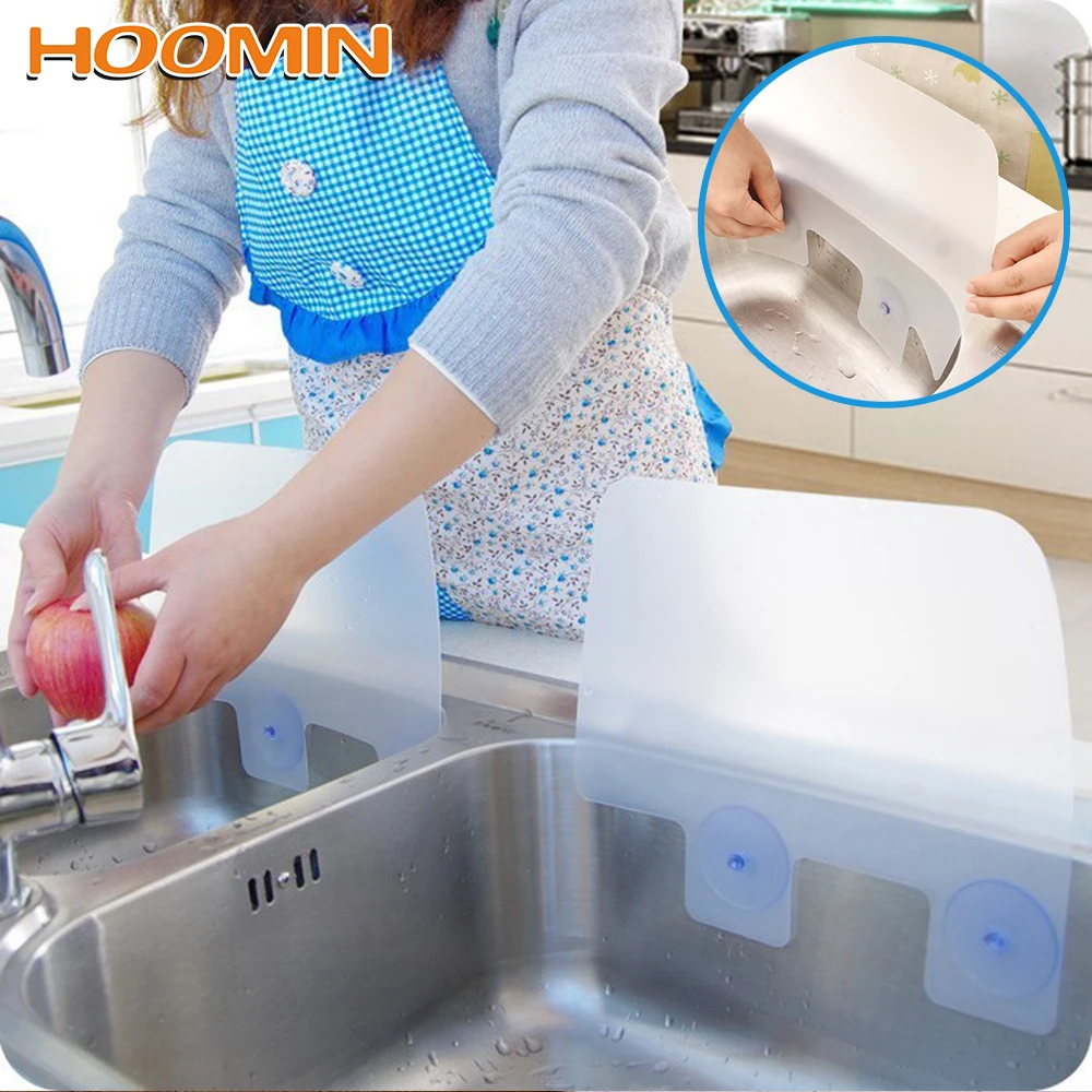 

Sink Water Splash Baffle Cooking Oil Splash Proof Plates Kitchen Organizer Translucent With Attached Sucker Bathroom Accessories