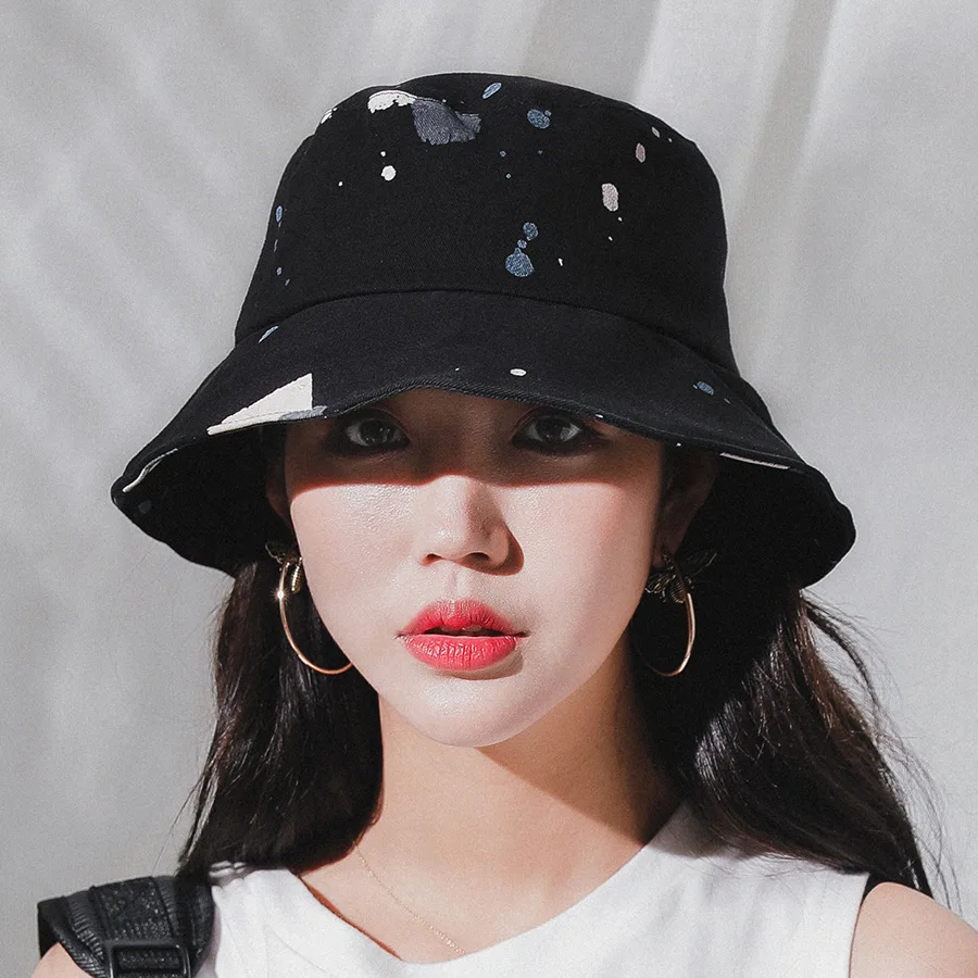 Summer New Style Painted Fashion Cool Bucket Hat Korean Style