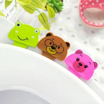 

Portable Cartoon Animal Toilet Seat Cover Lifter Handle With Adhesive Avoid Touching Hygienic Bathroom Accessories