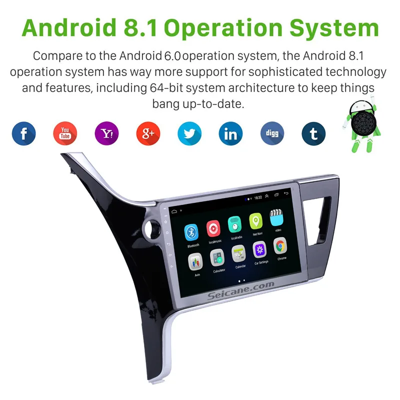 Radio de coche Seicane 2Din Android 81 para 2017 Toyota Corolla (unidad izquierda) reproductor Mult