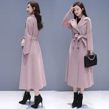

2019 Cashmere CoatAutumn Winter Breasted Slim Wild Trend Coat Women Fashion Cashmere Coat Over Knee Long Woolen Coat AS186