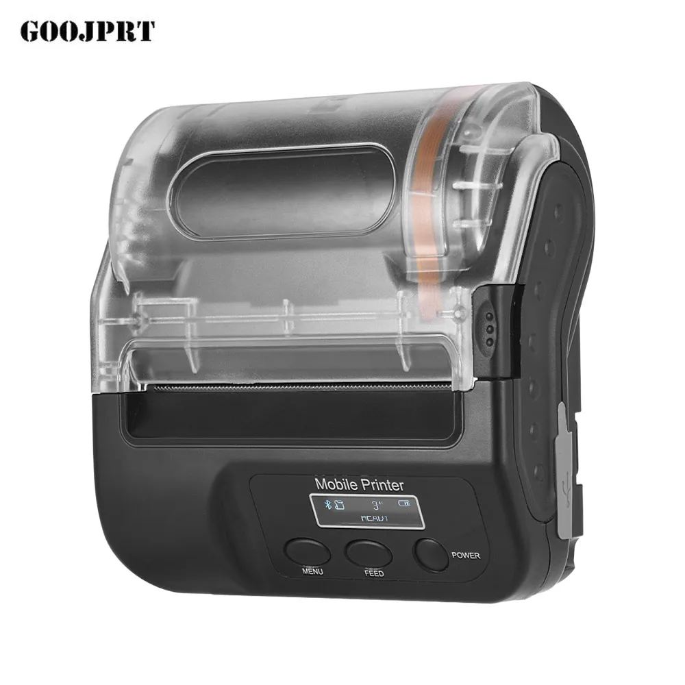 Portable Wireless BT 80mm Self Adhesive Thermal Label Maker Mini Thermal Receipt Printer High