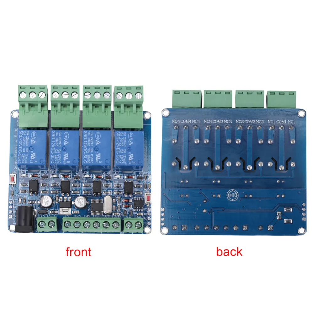 4-Канальный Релейный модуль доска STM8S103F3 DC 12V микроконтроллер RS485 Связь