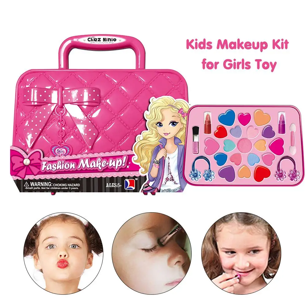 

Princess Girls Simulation Dressing Makeup Kit For Girls Toy Safe Nontoxic Cosmetics Washable Travel Box Makeup Set