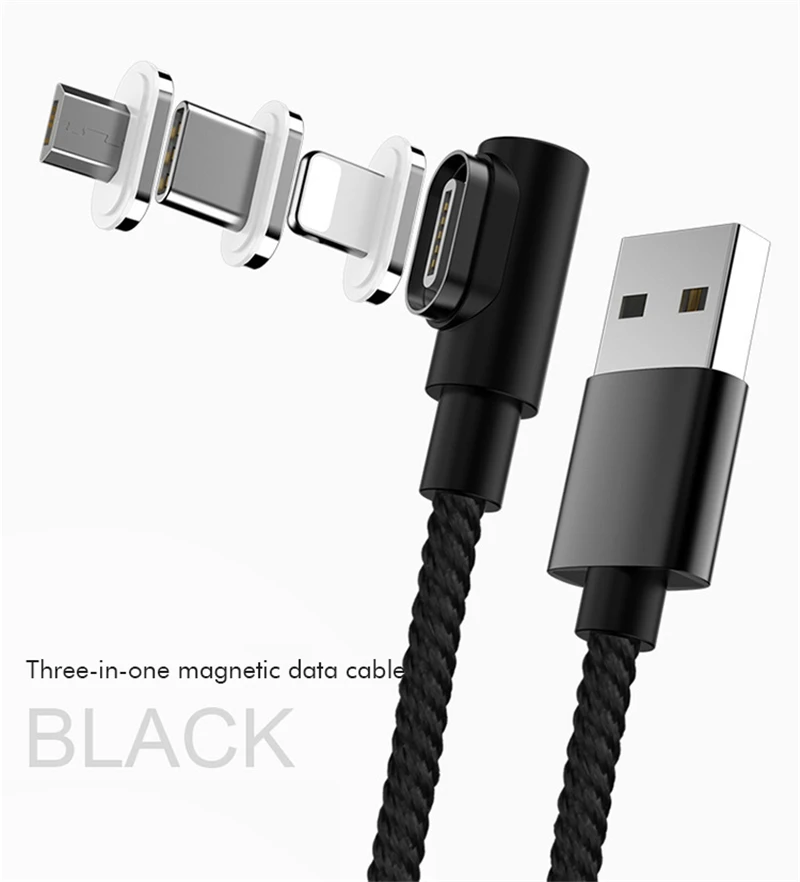 90 درجة كابل مغناطيسي المصغّر usb نوع C سريع شحن الهاتف المصغّر usb نوع-C المغناطيس شاحن سامسونج iphone huawei البيانات